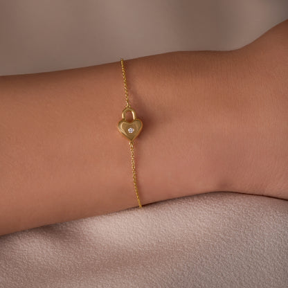 Bezzle Diamond Bubble Heart Lock Bracelet - Happy Jewelers Fine Jewelry Lifetime Warranty