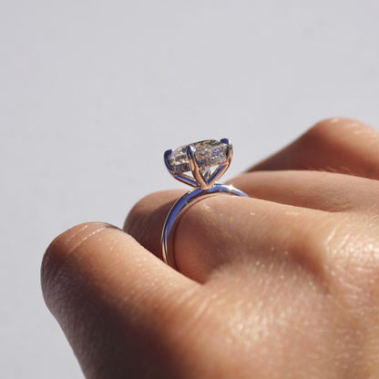 3.00 Oval Lab Diamond Engagement Ring with Hidden Halo - Happy Jewelers Fine Jewelry Lifetime Warranty