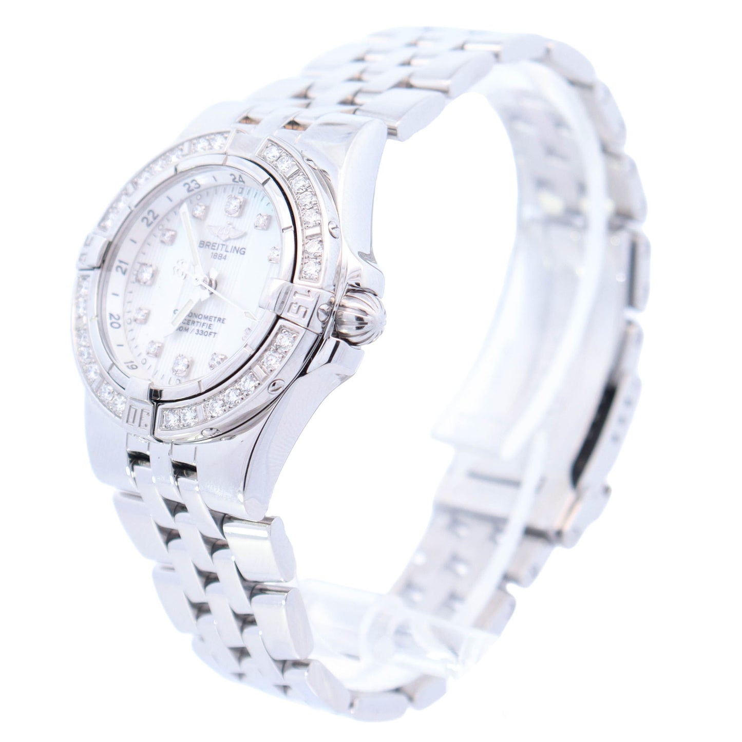 Breitling Starliner Ladies Stainless Steel 30mm White MOP Diamond Dial Watch Reference# A7134053 - Happy Jewelers Fine Jewelry Lifetime Warranty