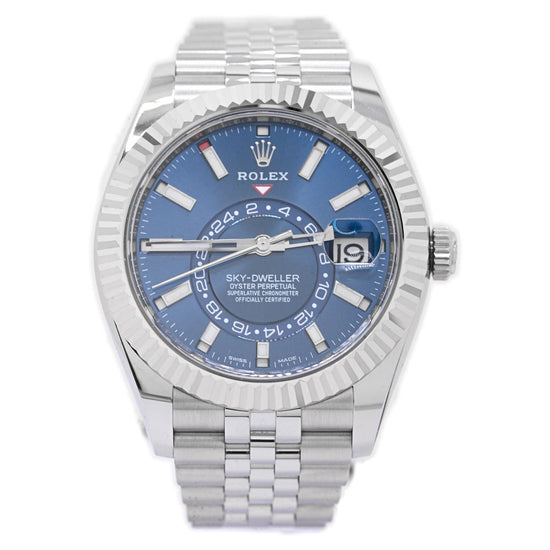 Rolex Sky Dweller Stainless Steel 42mm Blue Stick Dial Watch Reference# 326934 - Happy Jewelers Fine Jewelry Lifetime Warranty