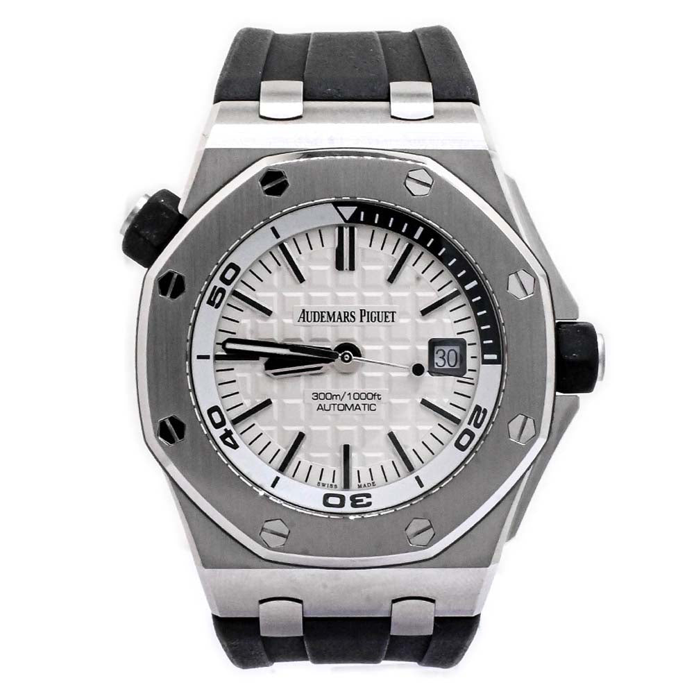 Audemars Piguet Royal Oak Offshore Diver Stainless Steel 42mm White Stick Dial Watch Reference #:&nbsp;15710ST.OO.A002CA.02 - Happy Jewelers Fine Jewelry Lifetime Warranty