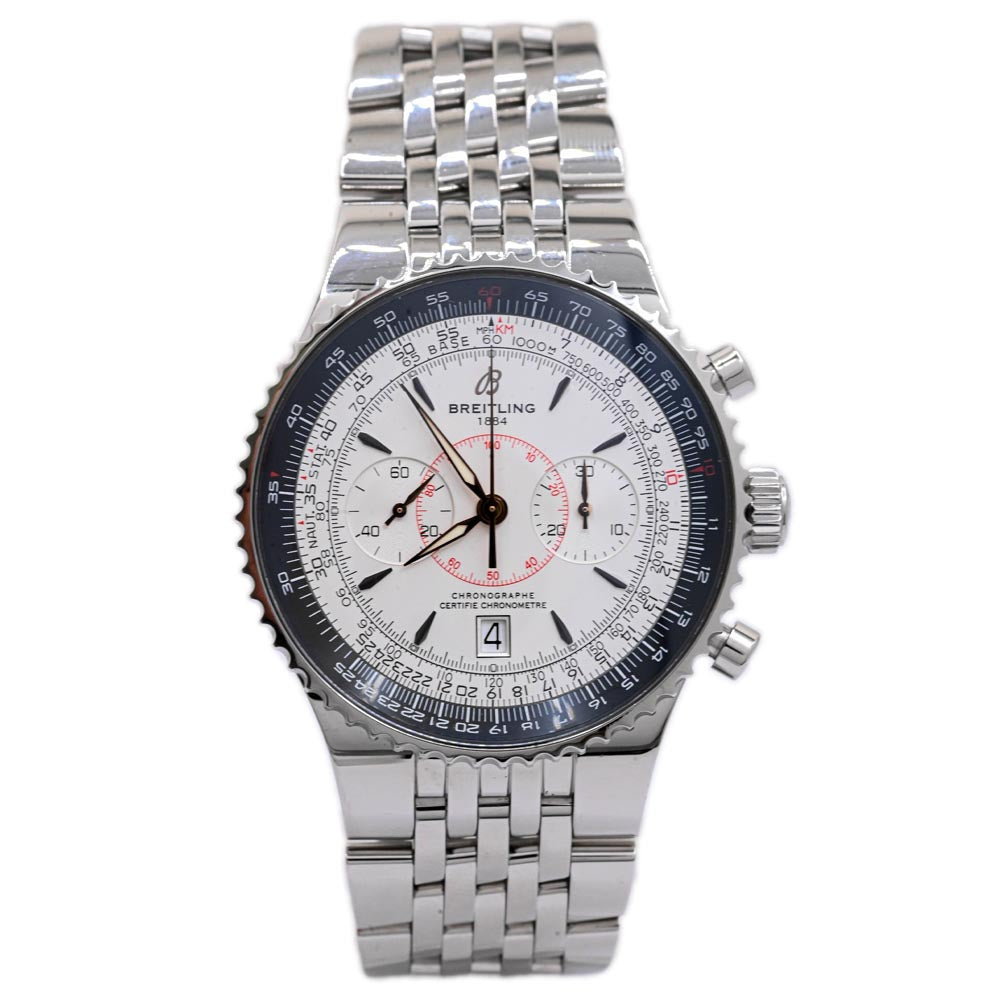 Breitling Men's Montbrilliant Stainless Steel 47mm White Chronograph Dial Watch Reference #: A2334024-G631SS - Happy Jewelers Fine Jewelry Lifetime Warranty