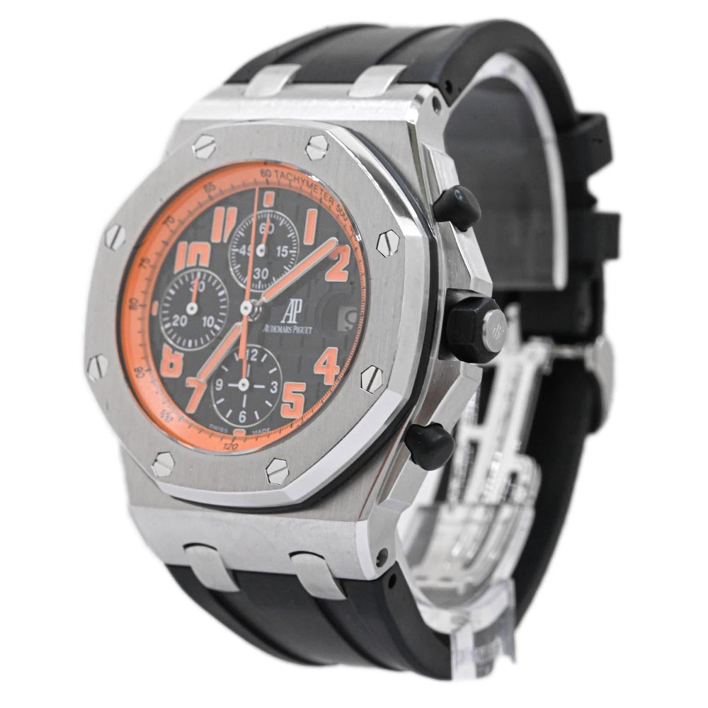 Audemars Piguet Men's Stainless Steel 42mm Black "Mega Tapisserie" Chronograph Dial Watch: 26170ST.OO.D101CR.01 - Happy Jewelers Fine Jewelry Lifetime Warranty