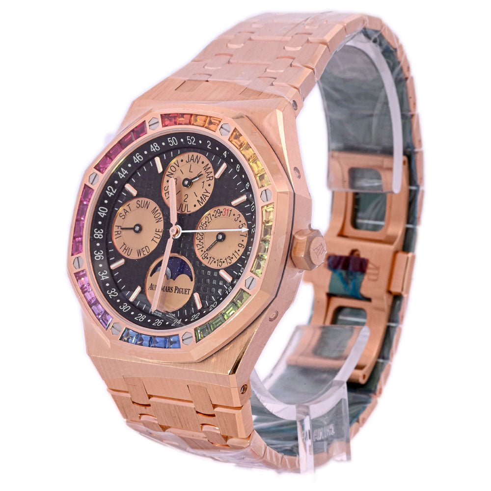 Audemars Piguet Royal Oak 41mm Rose Gold Black Perpetual Calendar Dial Watch Reference# 26614OR.YY1220OR.01 - Happy Jewelers Fine Jewelry Lifetime Warranty