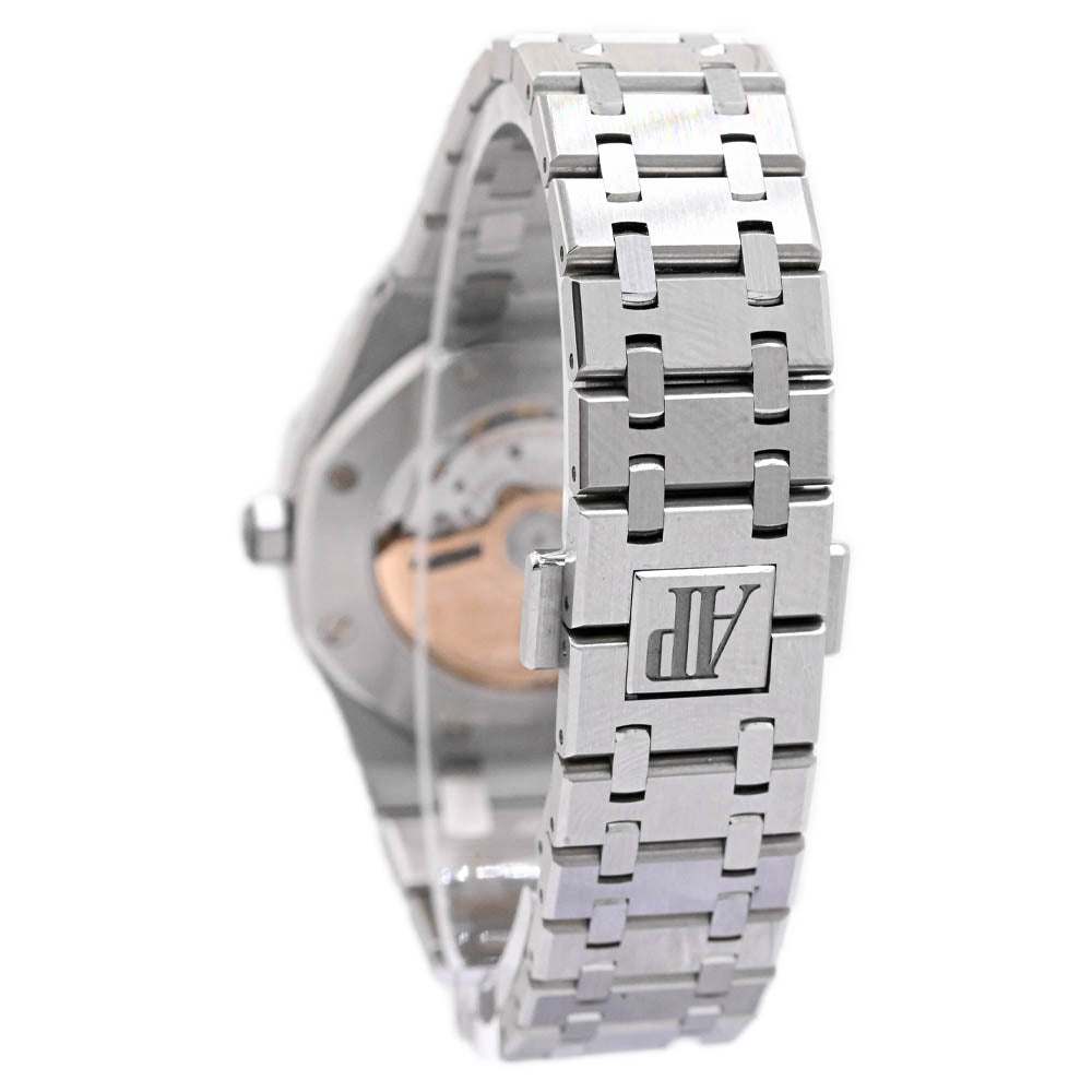 Audemars Piguet Ladies Royal Oak Stainless Steel 34mm White Tappiserie Dial Watch Reference #: 77350ST.OO.1261ST.01 - Happy Jewelers Fine Jewelry Lifetime Warranty