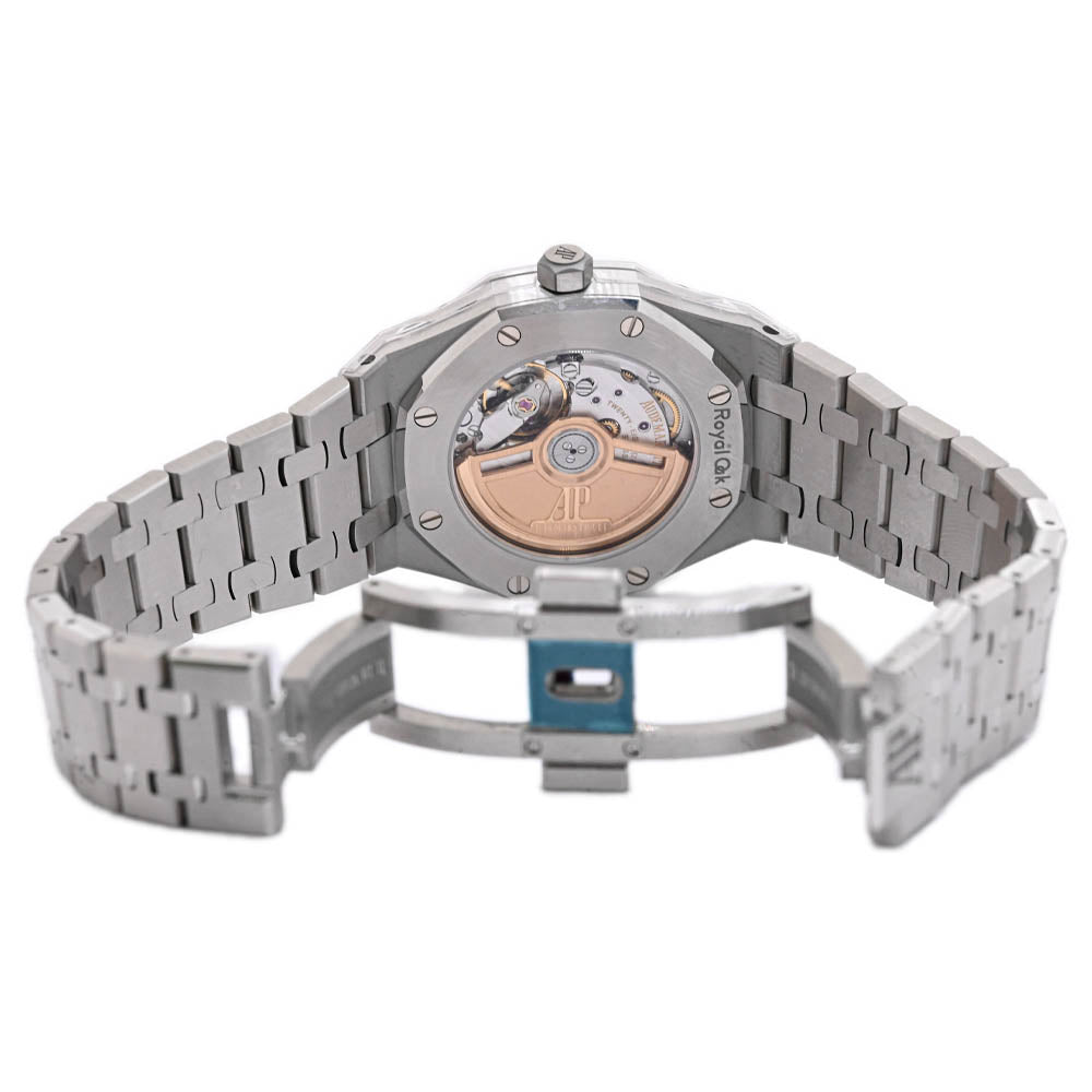 Audemars Piguet Ladies Royal Oak Stainless Steel 34mm White Tappiserie Dial Watch Reference #: 77350ST.OO.1261ST.01 - Happy Jewelers Fine Jewelry Lifetime Warranty