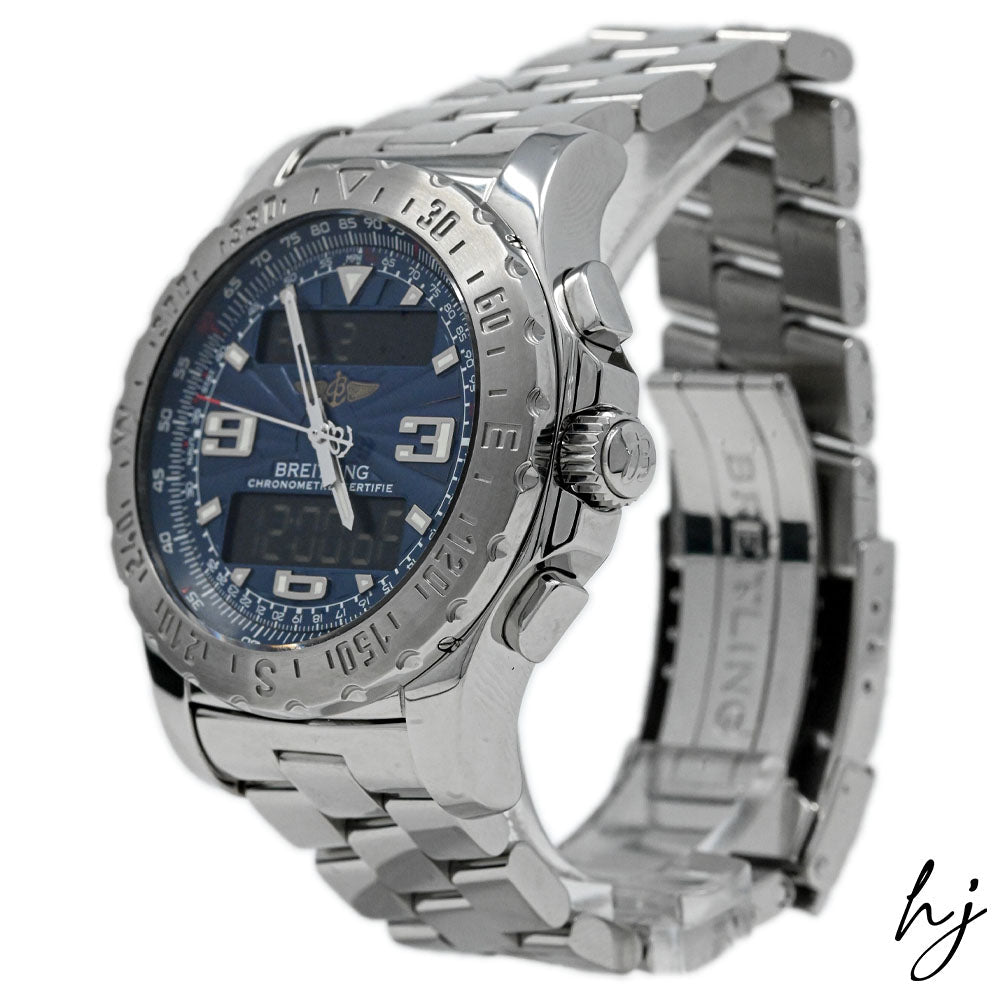 Breitling Men's AirWolf Stainless Steel 43.5mm Blue Digital Dial Watch Reference #: A78363 - Happy Jewelers Fine Jewelry Lifetime Warranty