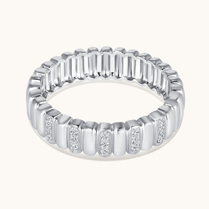 Alternating Diamond Ribbed Halfway Band - Happy Jewelers Fine Jewelry Lifetime Warranty