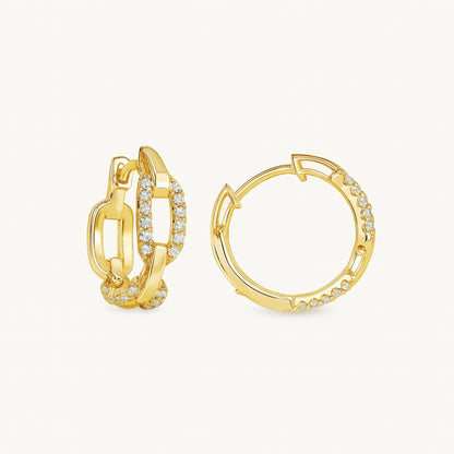 Alternating Linked Up Diamond Huggie Hoops - Happy Jewelers Fine Jewelry Lifetime Warranty