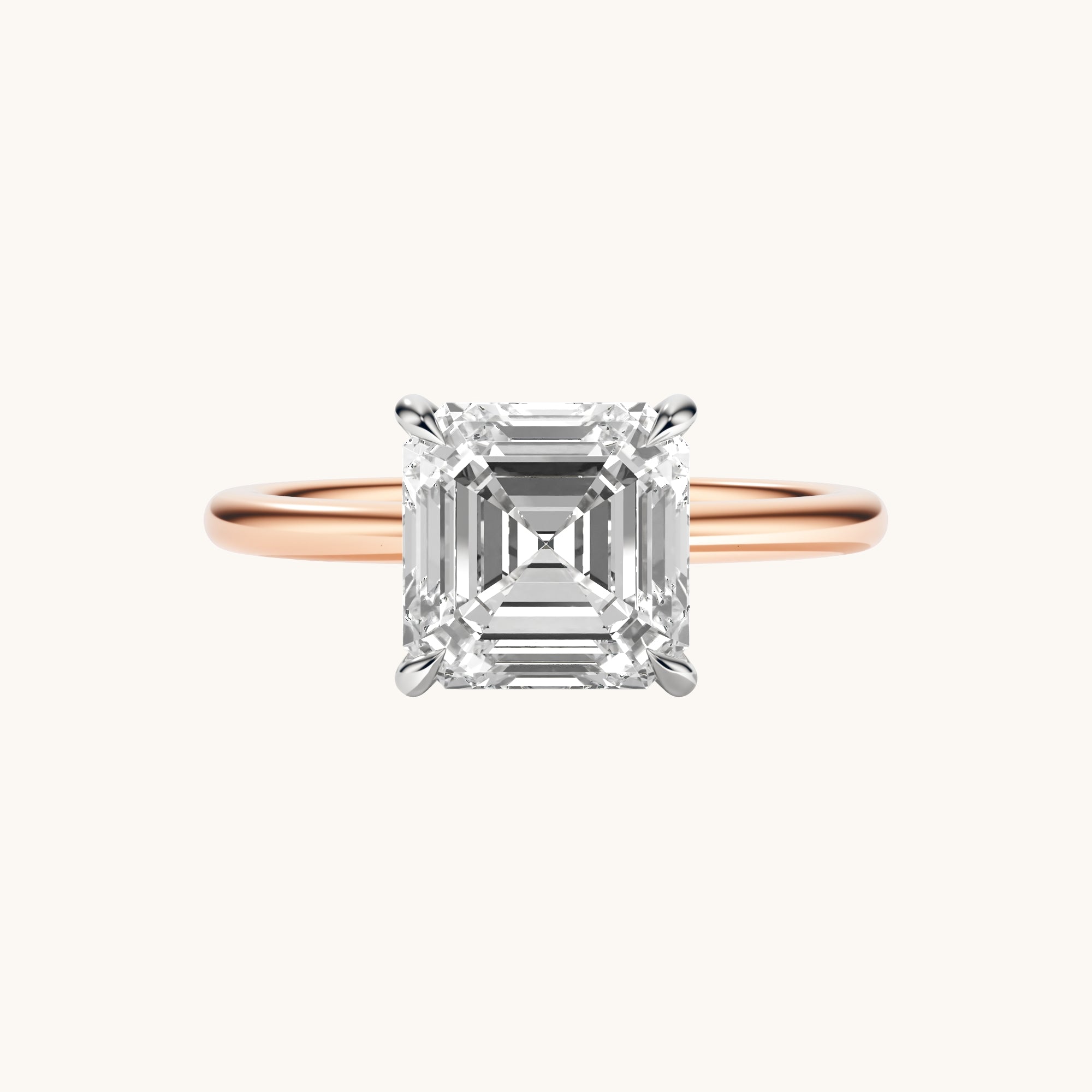 Asscher Lab Diamond Solitaire Engagement Ring