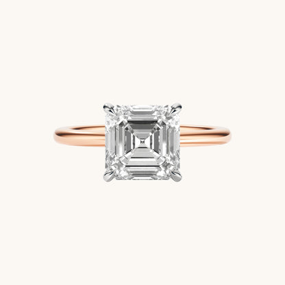 Asscher Lab Diamond Solitaire Engagement Ring