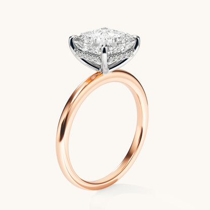 Asscher Lab Diamond Solitaire Engagement Ring with Hidden Halo