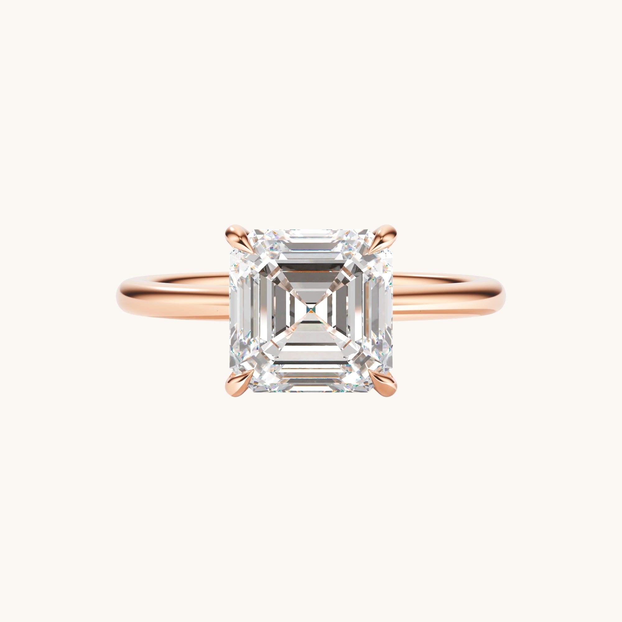 Asscher Lab Diamond Solitaire Engagement Ring