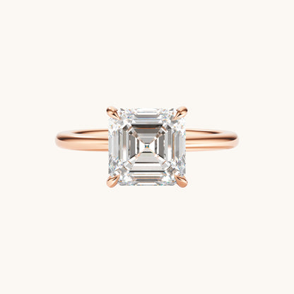 Asscher Lab Diamond Solitaire Engagement Ring