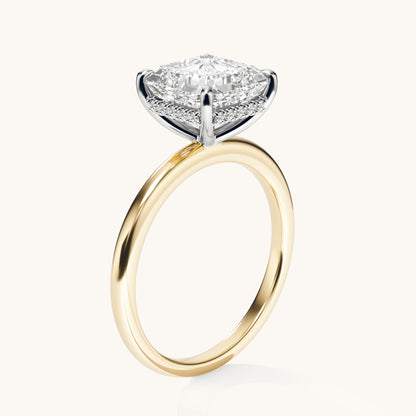 Asscher Lab Diamond Solitaire Engagement Ring with Hidden Halo