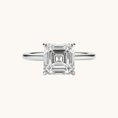 Asscher Lab Diamond Solitaire Engagement Ring