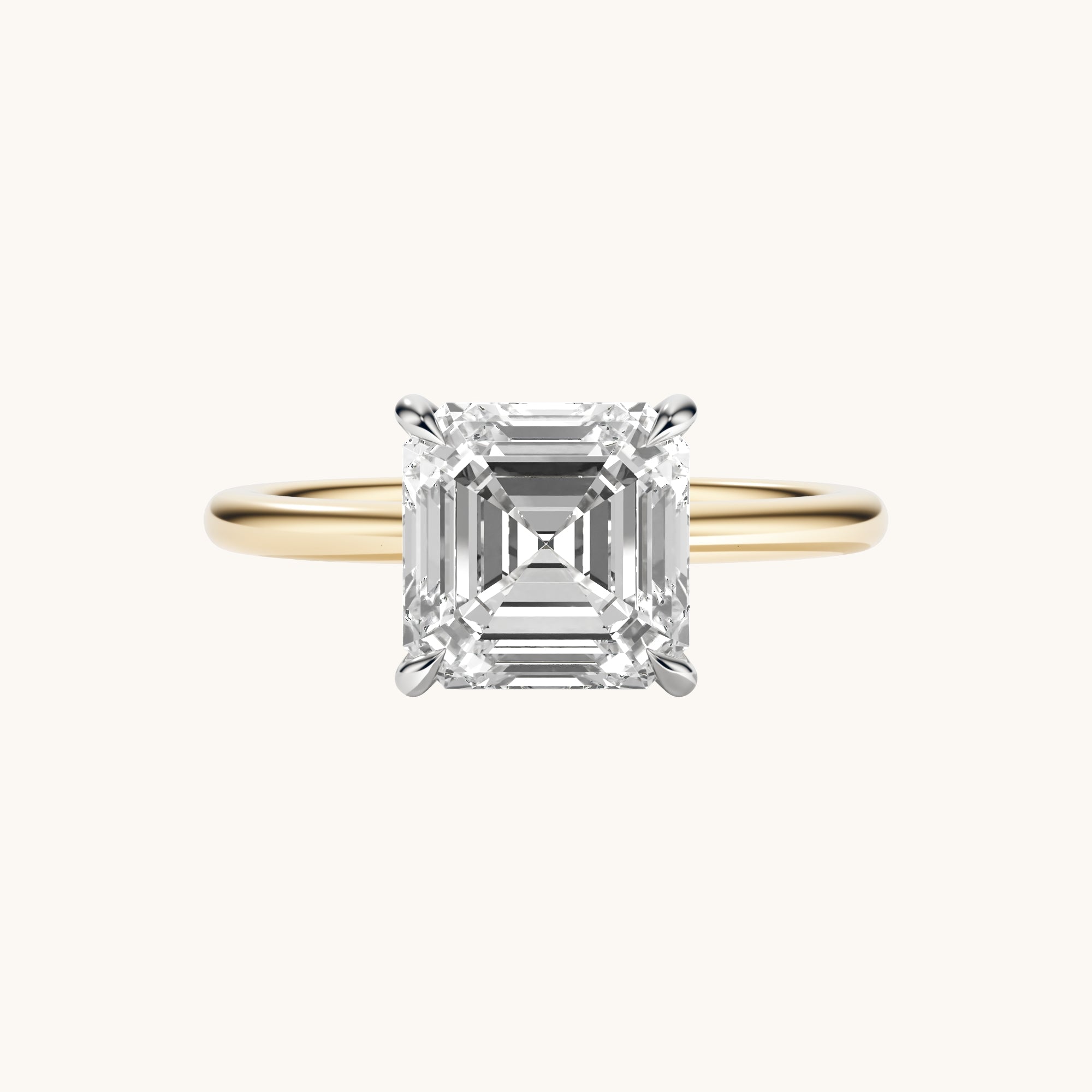 Asscher Lab Diamond Solitaire Engagement Ring
