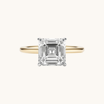 Asscher Lab Diamond Solitaire Engagement Ring