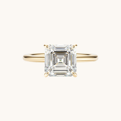 Asscher Lab Diamond Solitaire Engagement Ring