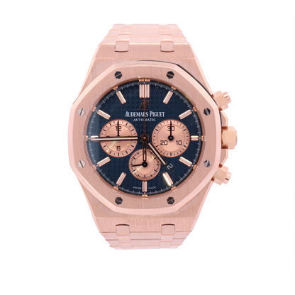 Audemars Piguet Royal Oak Rose Gold 41mm Blue Chronograph Dial Watch | Ref# 26331OR.OO.1220OR.01 - Happy Jewelers Fine Jewelry Lifetime Warranty