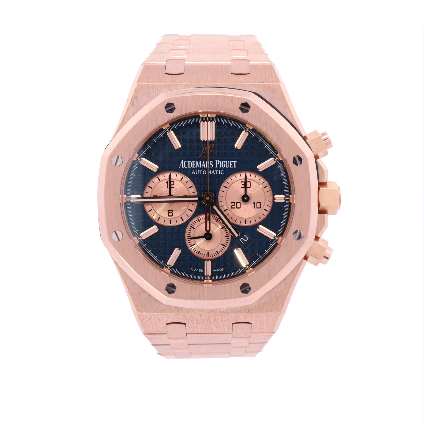 Audemars Piguet Royal Oak Rose Gold 41mm Blue Chronograph Dial Watch | Ref# 26331OR.OO.1220OR.01 - Happy Jewelers Fine Jewelry Lifetime Warranty