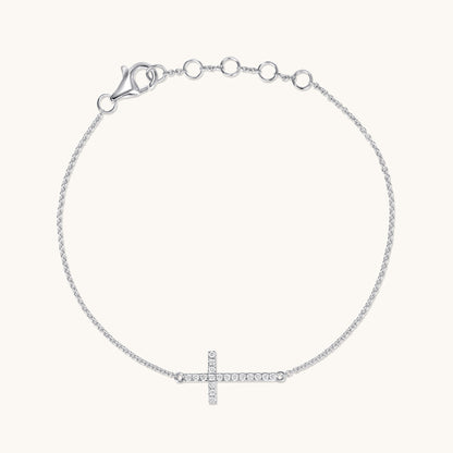 Sideways Diamond Cross Bracelet - Happy Jewelers Fine Jewelry Lifetime Warranty