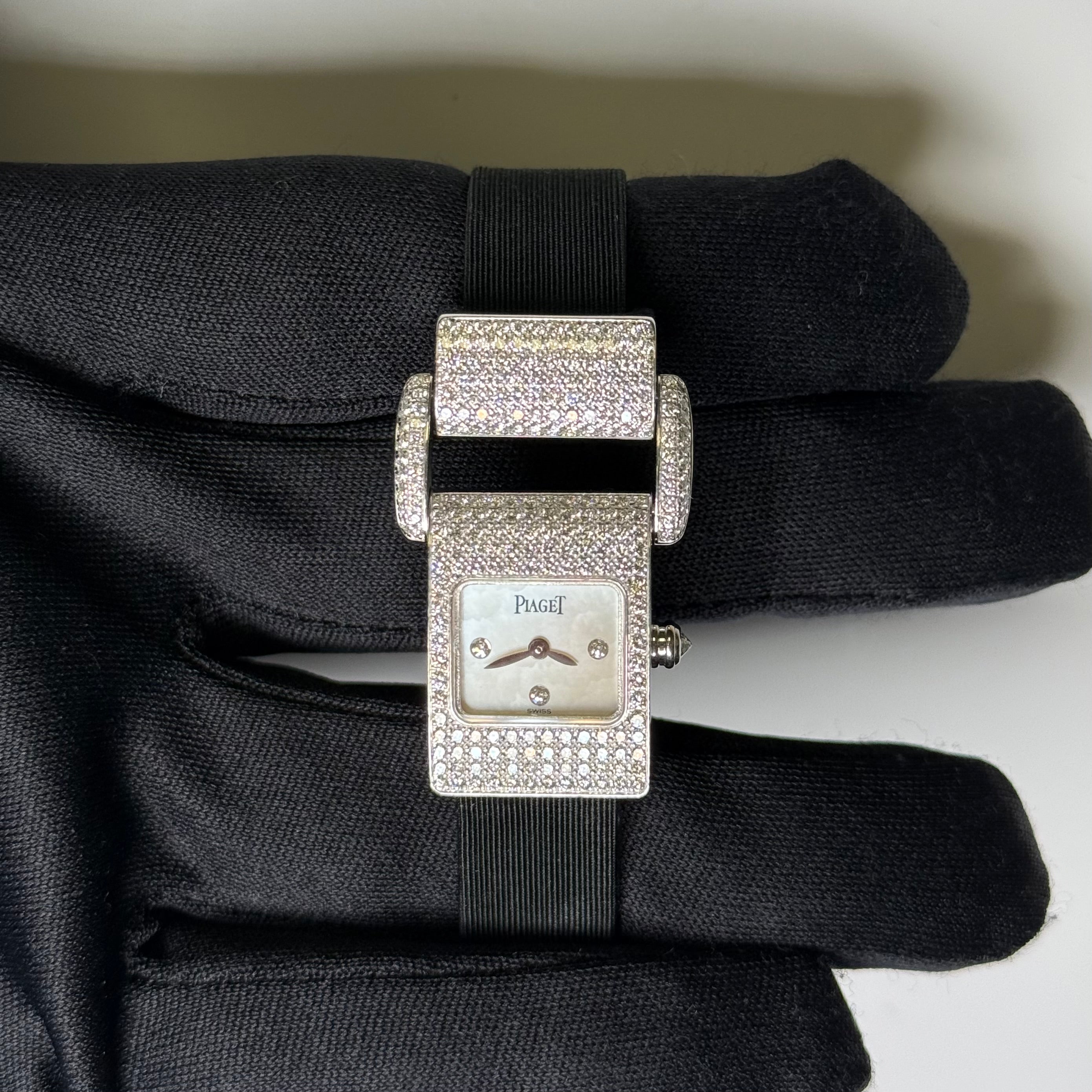 Piaget Miss Protocole White Gold 17x25mm Factory White MOP Diamond Dial Watch Ref# 5225 - Happy Jewelers Fine Jewelry Lifetime Warranty