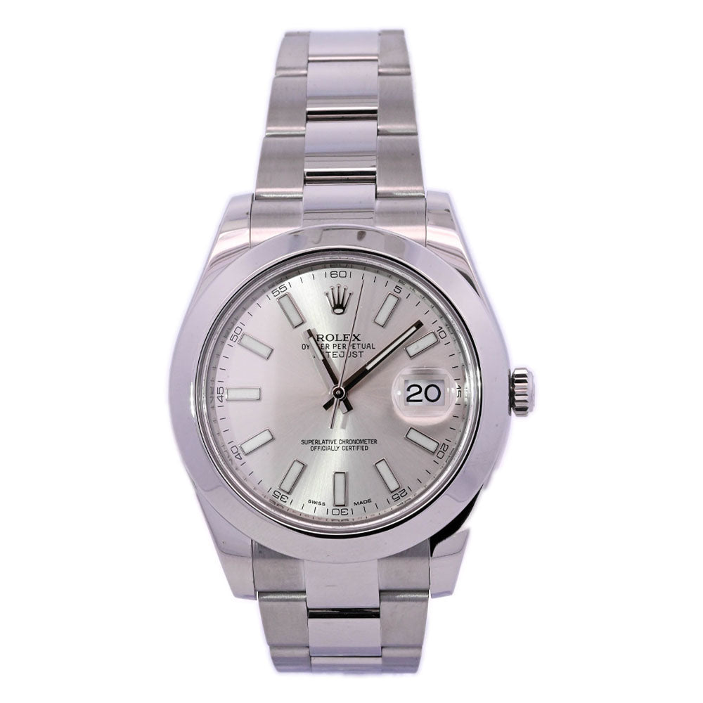 Rolex Datejust Stainless Steel 41mm Silver Stick Dial Watch Reference #: 126300 - Happy Jewelers Fine Jewelry Lifetime Warranty