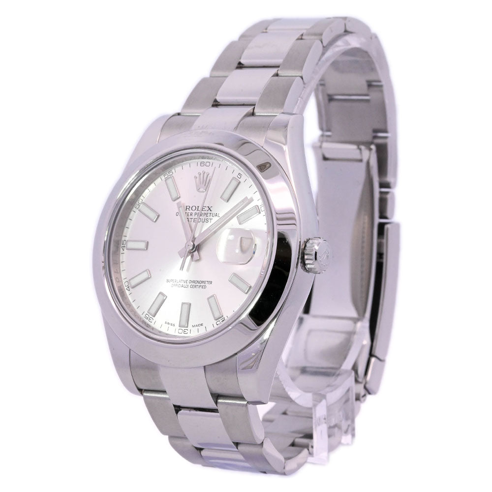 Rolex Datejust Stainless Steel 41mm Silver Stick Dial Watch Reference #: 126300 - Happy Jewelers Fine Jewelry Lifetime Warranty