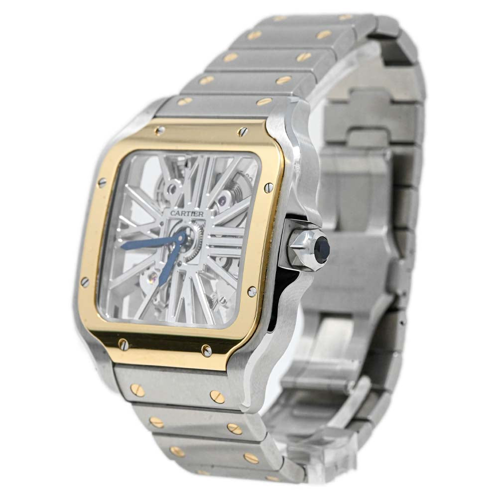 Cartier Mens Skeleton Horloge Santos Two Tone Stainless Steel and Yellow gold 40mm Skeleton Dial Watch Reference $ - Happy Jewelers Fine Jewelry Lifetime Warranty