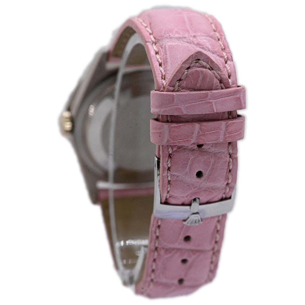 Rolex Ladies Day-Date White Gold 36mm Custom Pave Pink Roman Diamond Dial Watch Reference #: 18239 - Happy Jewelers Fine Jewelry Lifetime Warranty