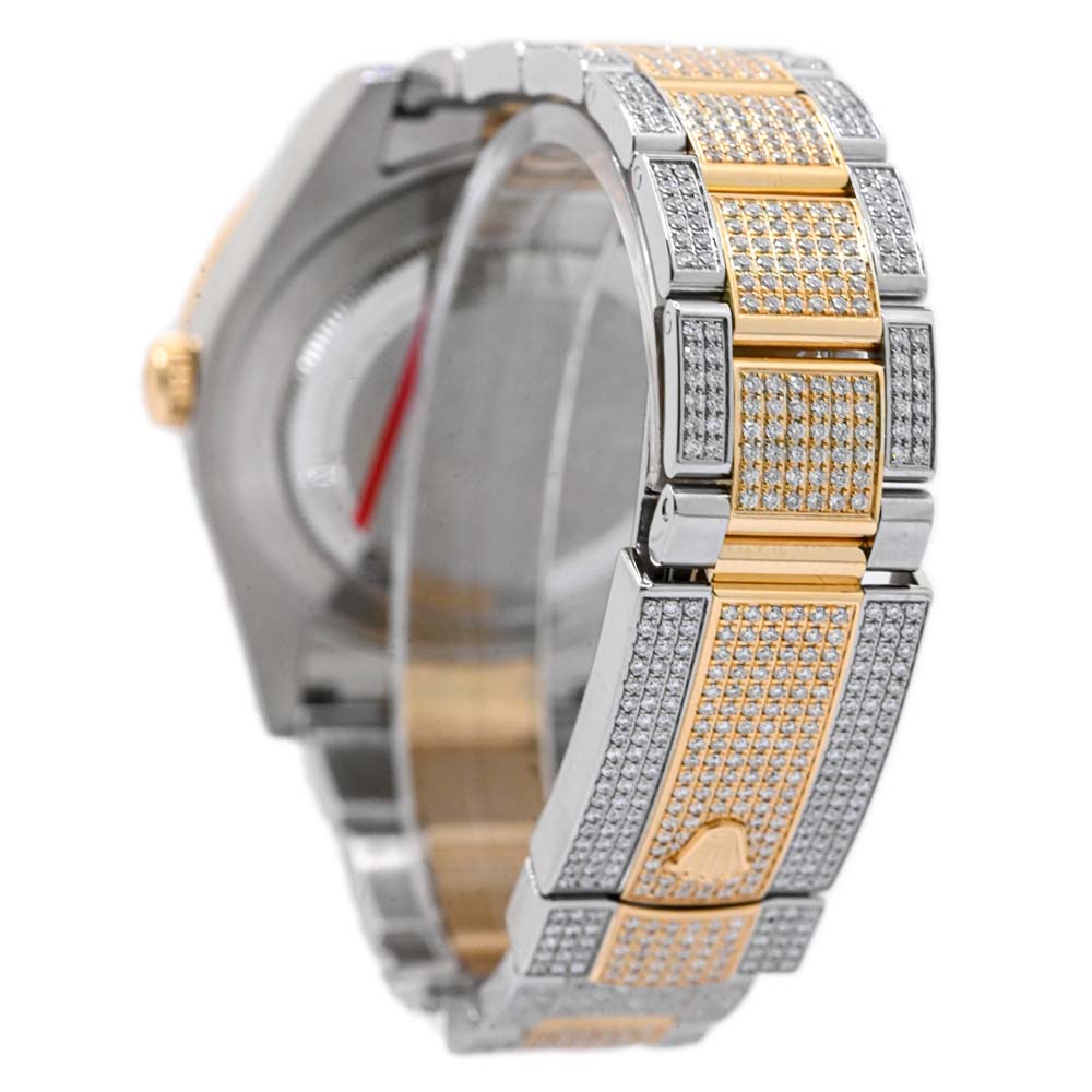 Rolex Men's Datejust Two Tone Yellow Gold and Stainless Steel 41mm CUSTOM ICED OUT Pave Diamond Stick Dial Watch Reference #: 116333 - Happy Jewelers Fine Jewelry Lifetime Warranty