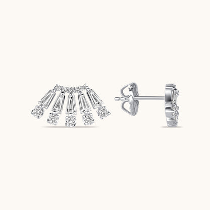 Baguette Diamond Fan Stud Earrings - Happy Jewelers Fine Jewelry Lifetime Warranty