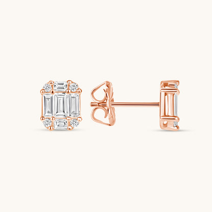 Baguette Stud Illusion Earrings