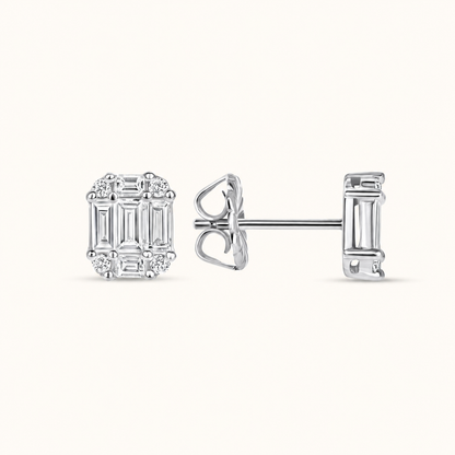 Baguette Stud Illusion Earrings