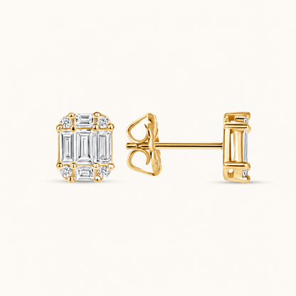 Baguette Stud Illusion Earrings