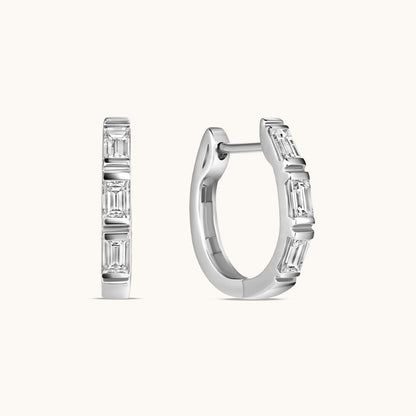 Baguette Diamond Huggie Earrings - Happy Jewelers Fine Jewelry Lifetime Warranty