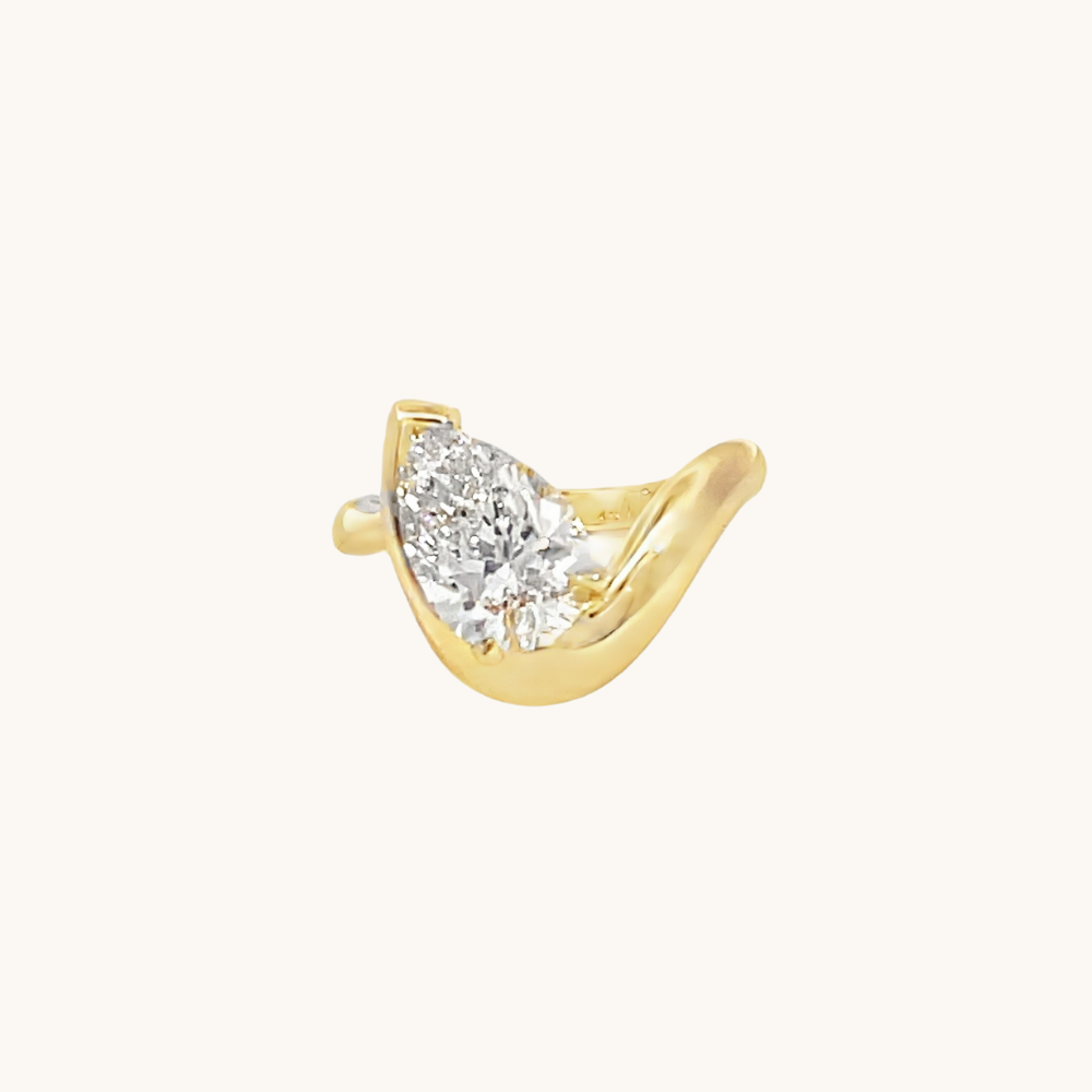 2.52 Pear Lab Diamond Engagement Ring with Half Bezel - Happy Jewelers Fine Jewelry Lifetime Warranty