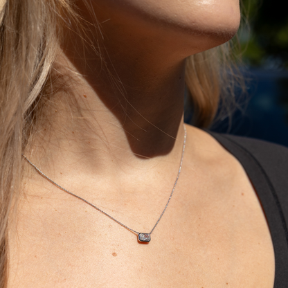 East-West Lab Diamond Solitaire Bezel Pendant - Happy Jewelers Fine Jewelry Lifetime Warranty