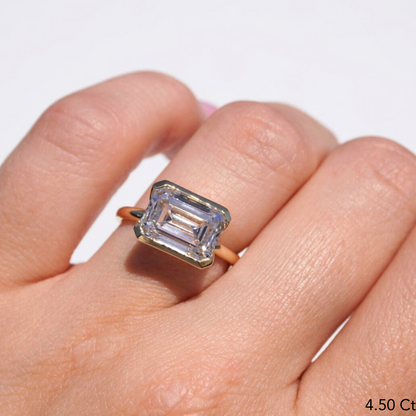 Emerald Lab Diamond East-West Bezel Engagement Ring - Happy Jewelers Fine Jewelry Lifetime Warranty