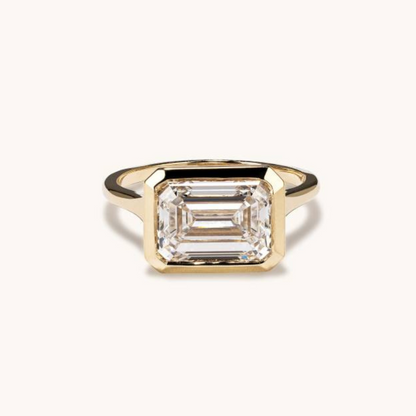 Emerald Lab Diamond East-West Bezel Engagement Ring - Happy Jewelers Fine Jewelry Lifetime Warranty