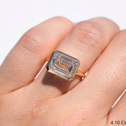 Emerald Lab Diamond East-West Bezel Engagement Ring - Happy Jewelers Fine Jewelry Lifetime Warranty