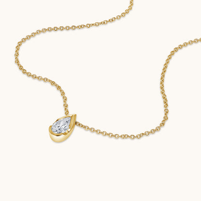 Bezel Pear Lab Diamond Solitaire Pendant - Happy Jewelers Fine Jewelry Lifetime Warranty