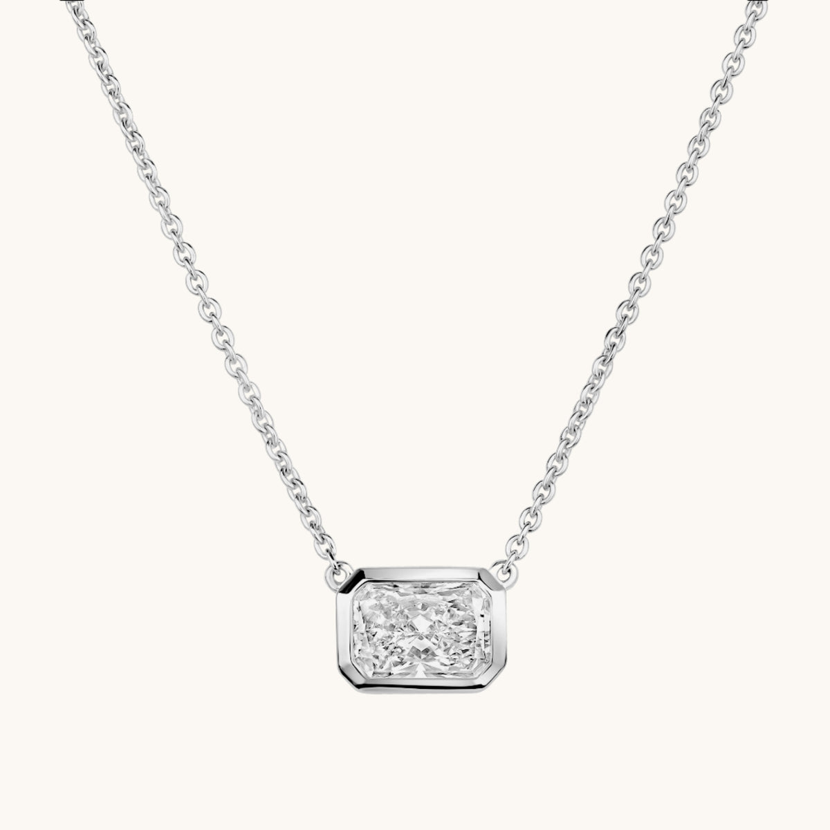East-West Lab Diamond Radiant Bezel Pendant – Happy Jewelers