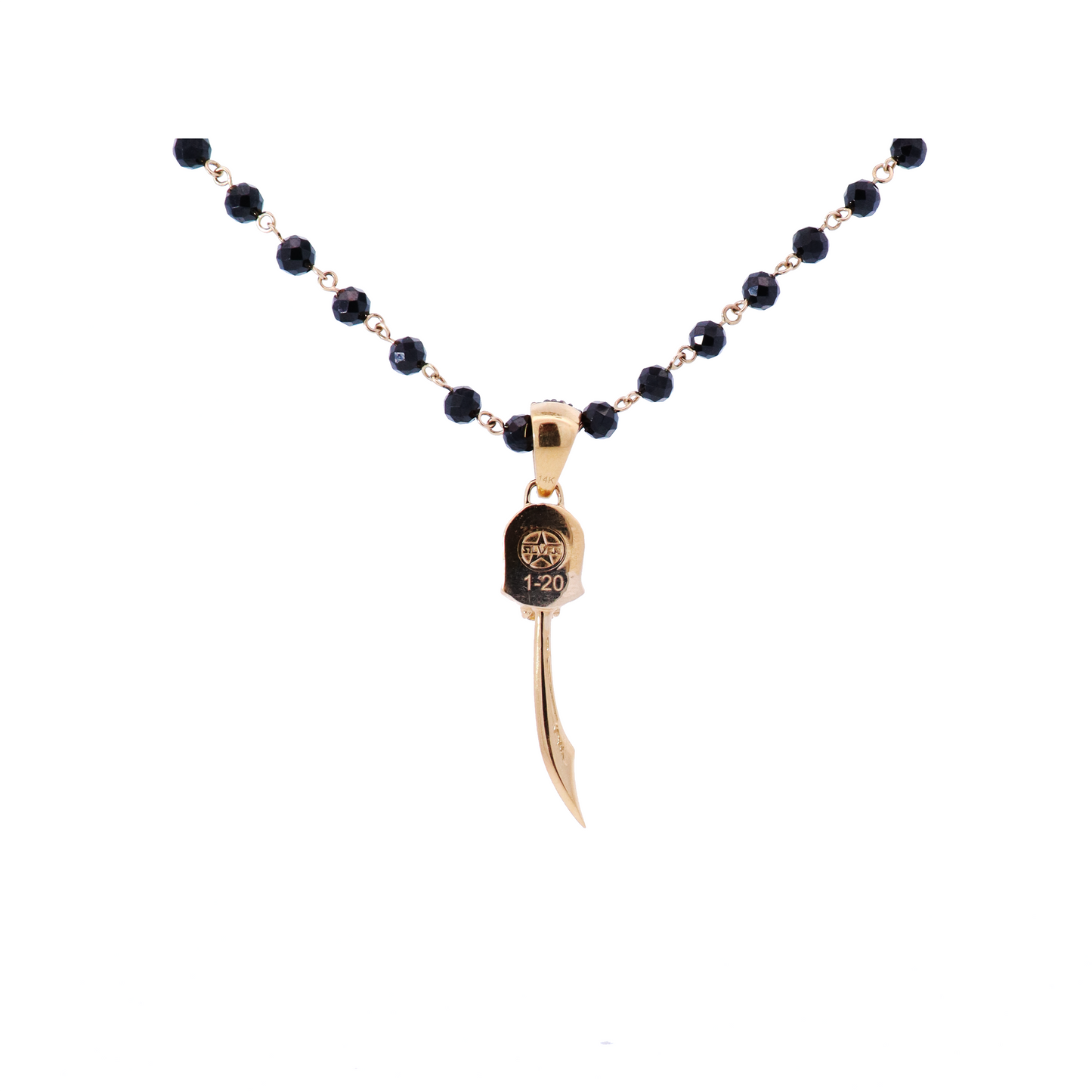 Leather choker necklace for men with black diamonds pendant - JoyElly
