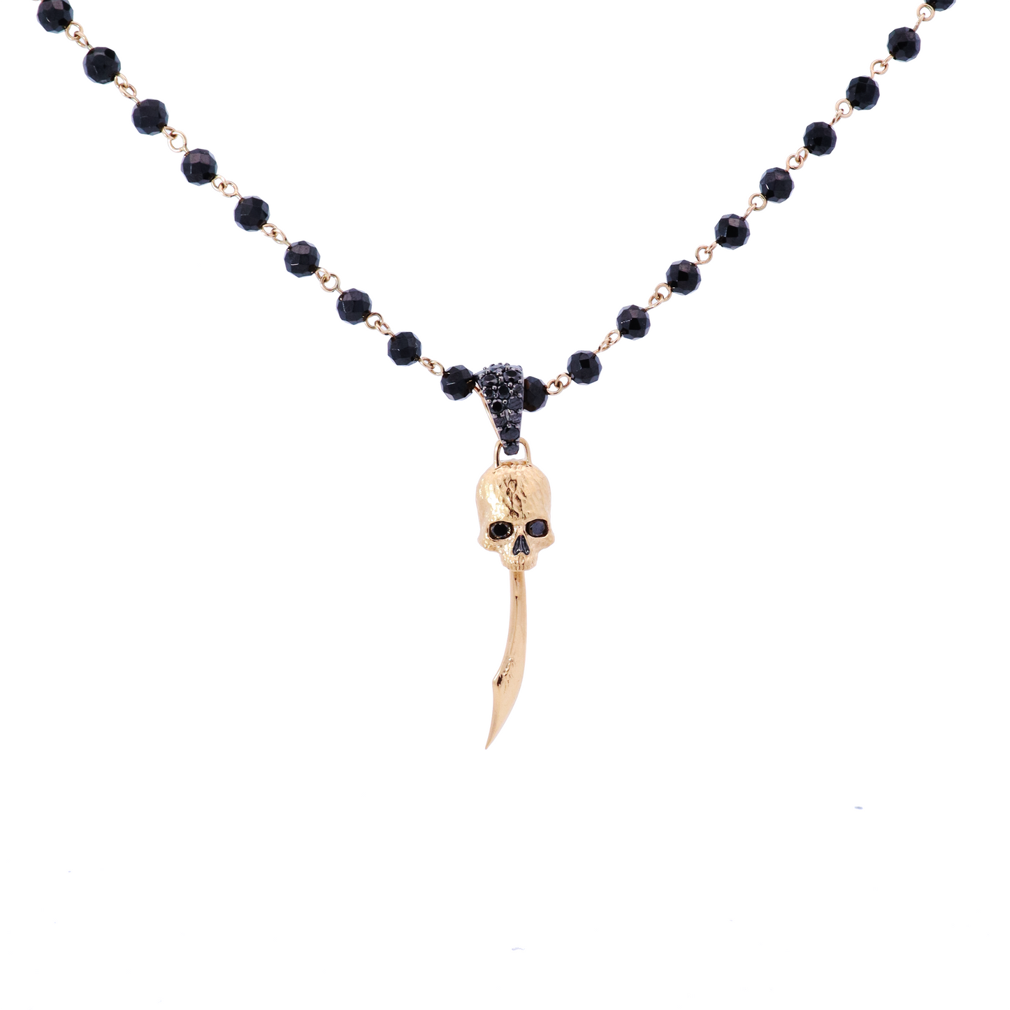 Men's Black Diamond Skull Sword Necklace - Happy Jewelers Fine Jewelry Lifetime Warranty