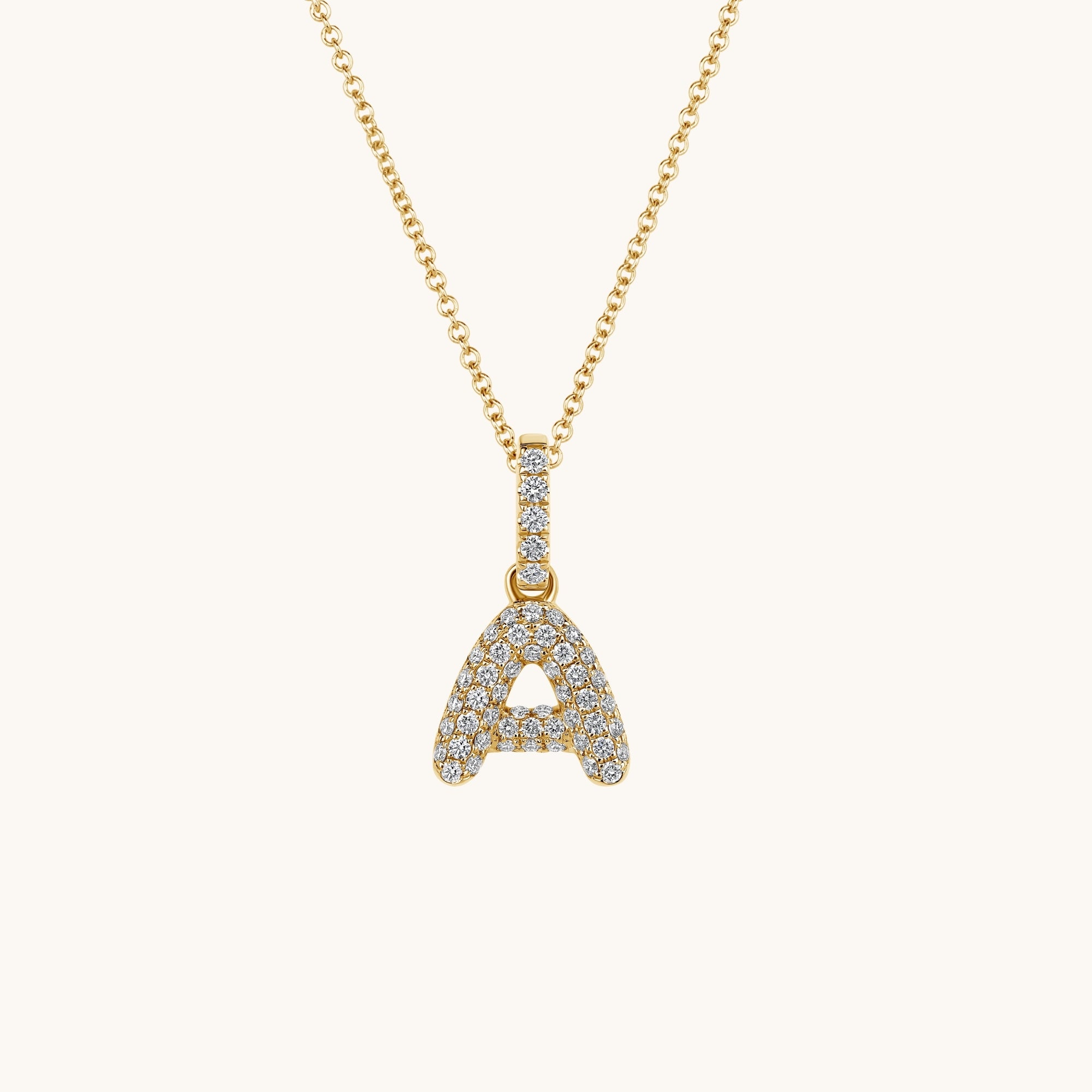 Pave Diamond Bubble Initial Pendant