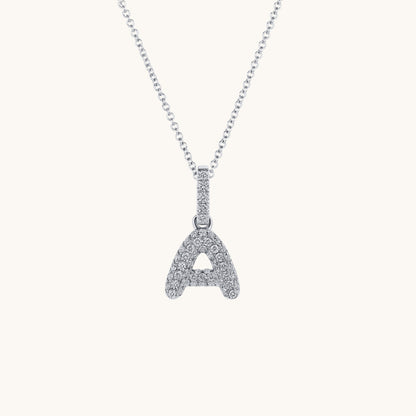 Pave Diamond Bubble Initial Pendant
