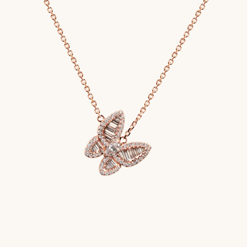 Mixed Diamond Butterfly Pendant