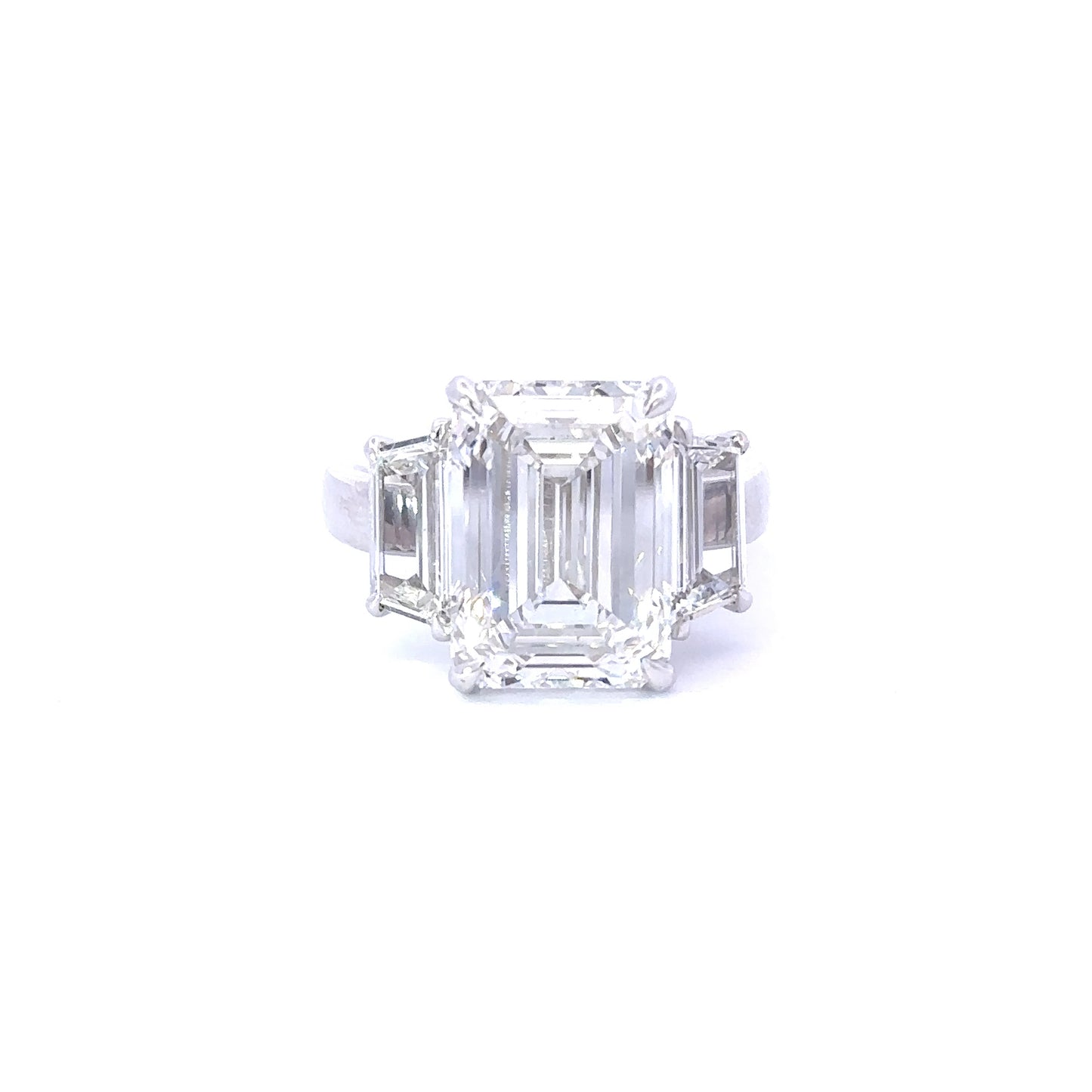 7.06 Carat Emerald Lab Grown Diamond 3 Stone Engagement Ring - Happy Jewelers Fine Jewelry Lifetime Warranty